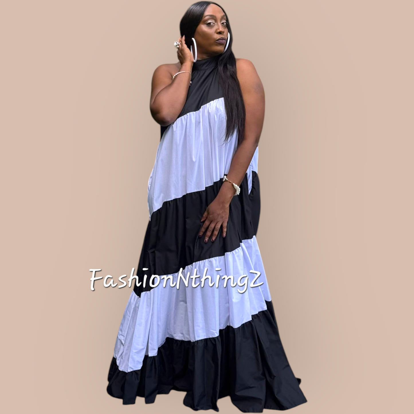 Monochrome Majesty Maxi Dress FINAL SALE