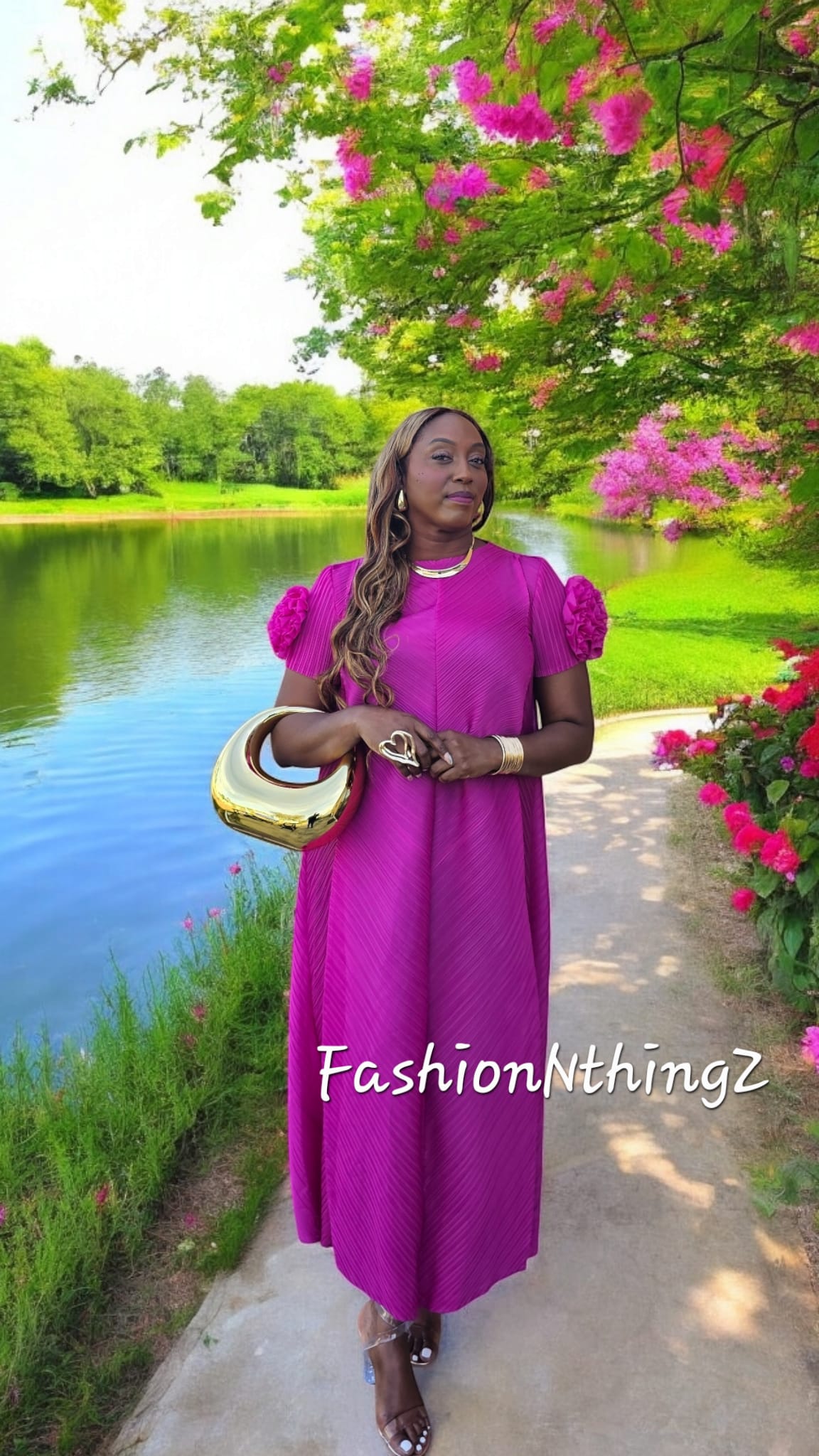Fuchsia Elegance Pleated A-Line Dress - FINAL SALE
