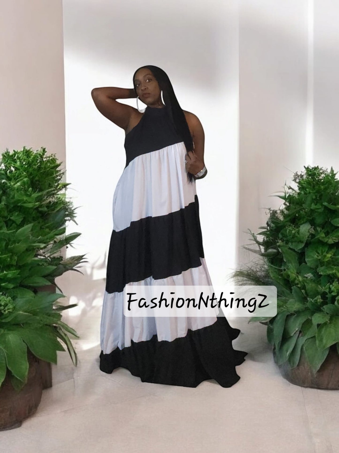 Monochrome Majesty Maxi Dress FINAL SALE