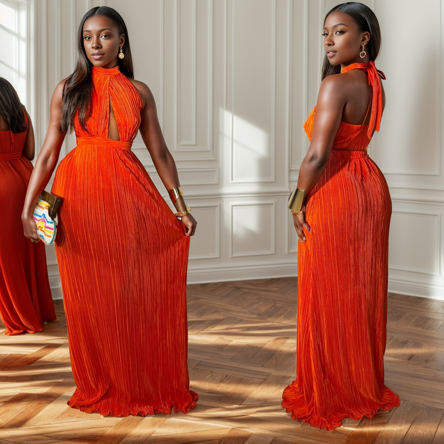 Sunset Elegance Maxi Halter Dress - SUMMER FINAL SALE