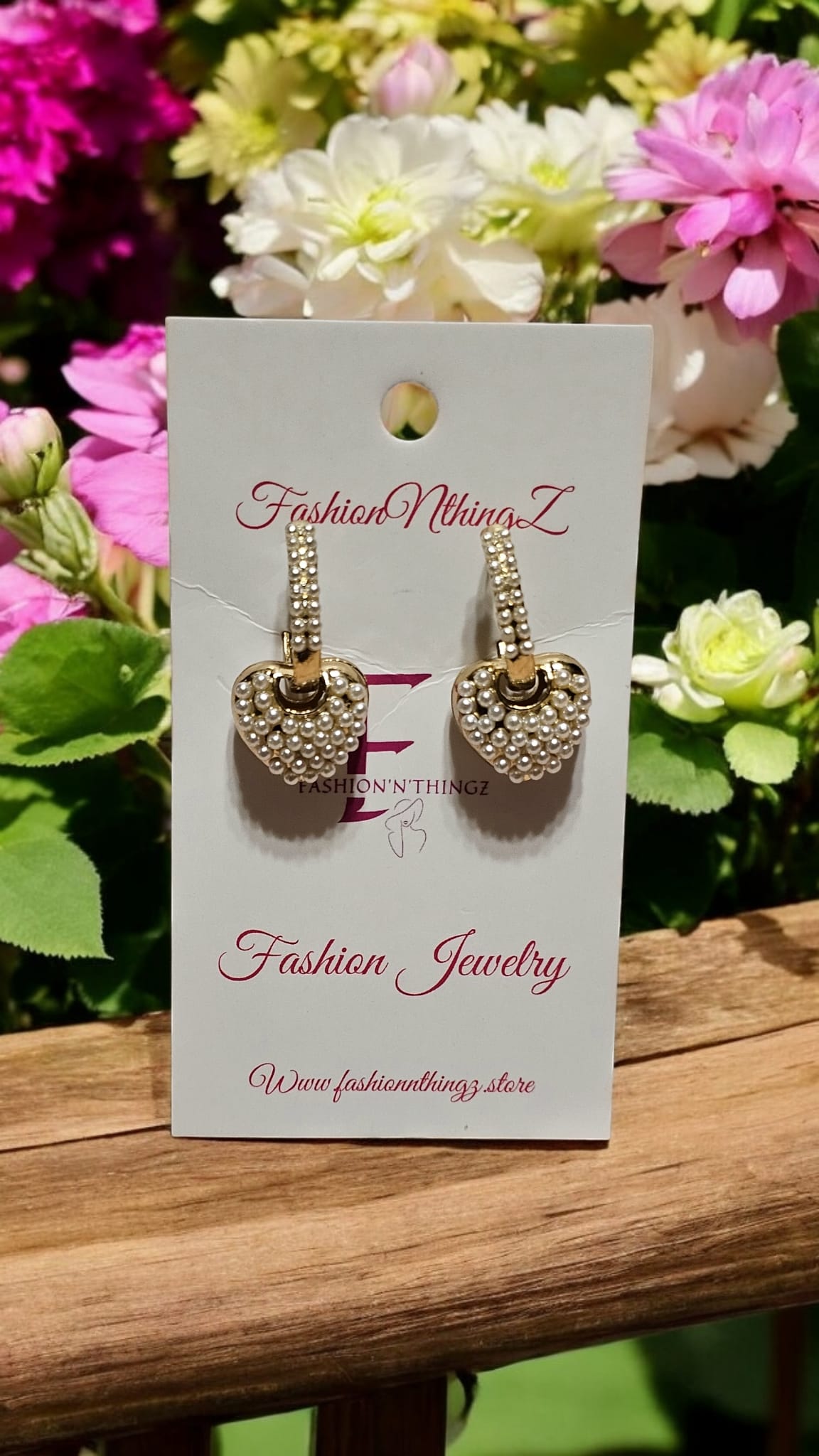 Golden Heart Pearl Earrings