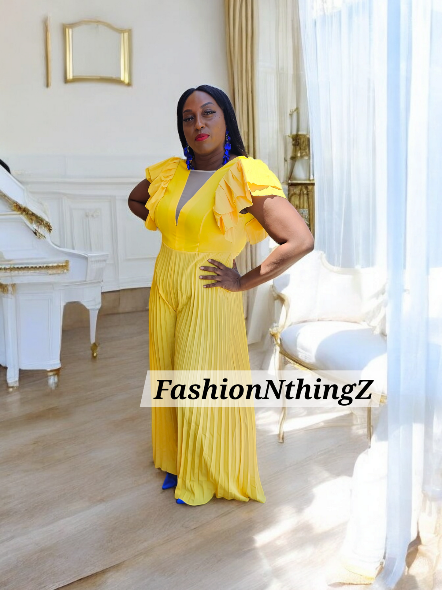 Golden Sunrise Pleated Jumpsuit