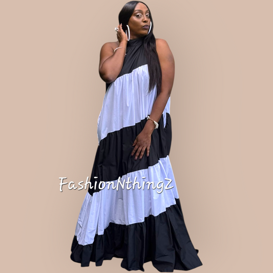 Monochrome Majesty Maxi Dress FINAL SALE
