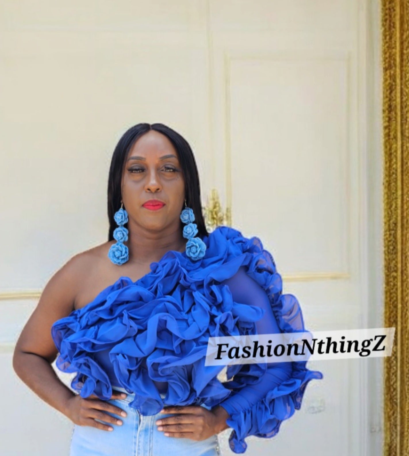 Royal Ruffle One-Shoulder Crop Top - FashionNthingZ